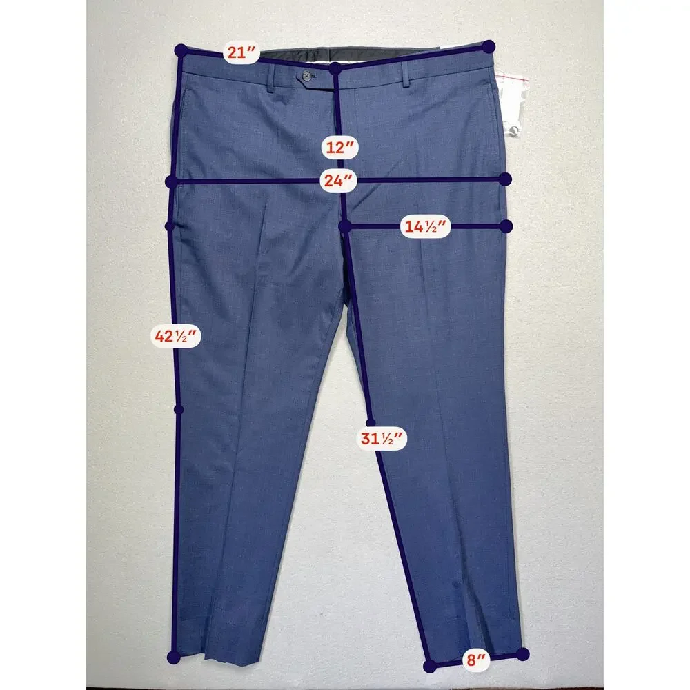 Brooks Brothers Men's Classic-Fit Wool Blend Suit Pant Blue 40x32 $190